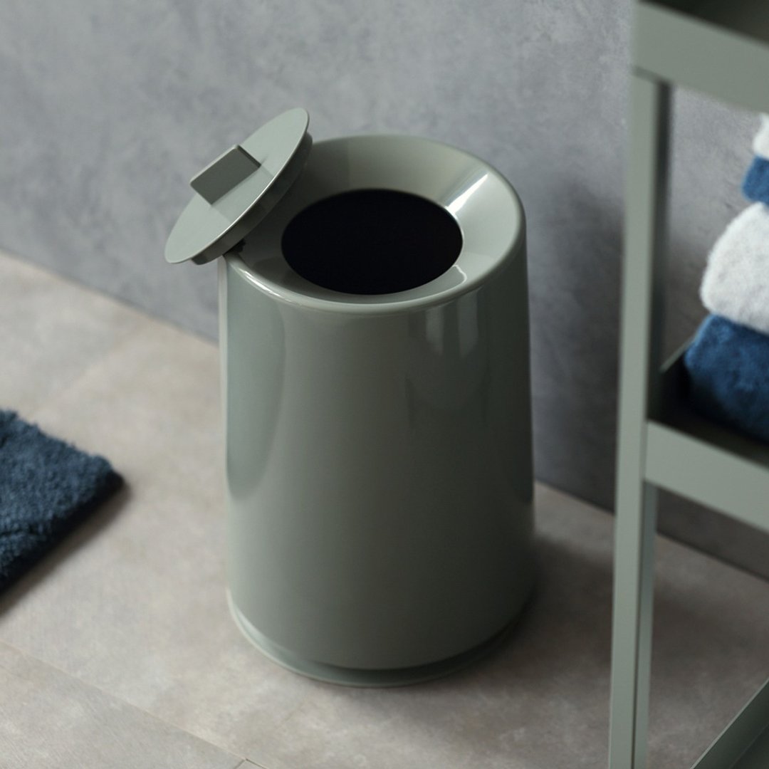 日本ideaco 摩登圆形家用垃圾桶(附盖)-6L-多色可选 - 垃圾桶 - 塑料 灰色