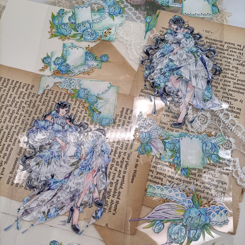 GL1277 _鬱金香少女/裝飾膠帶 - 纸胶带 - 塑料 多色