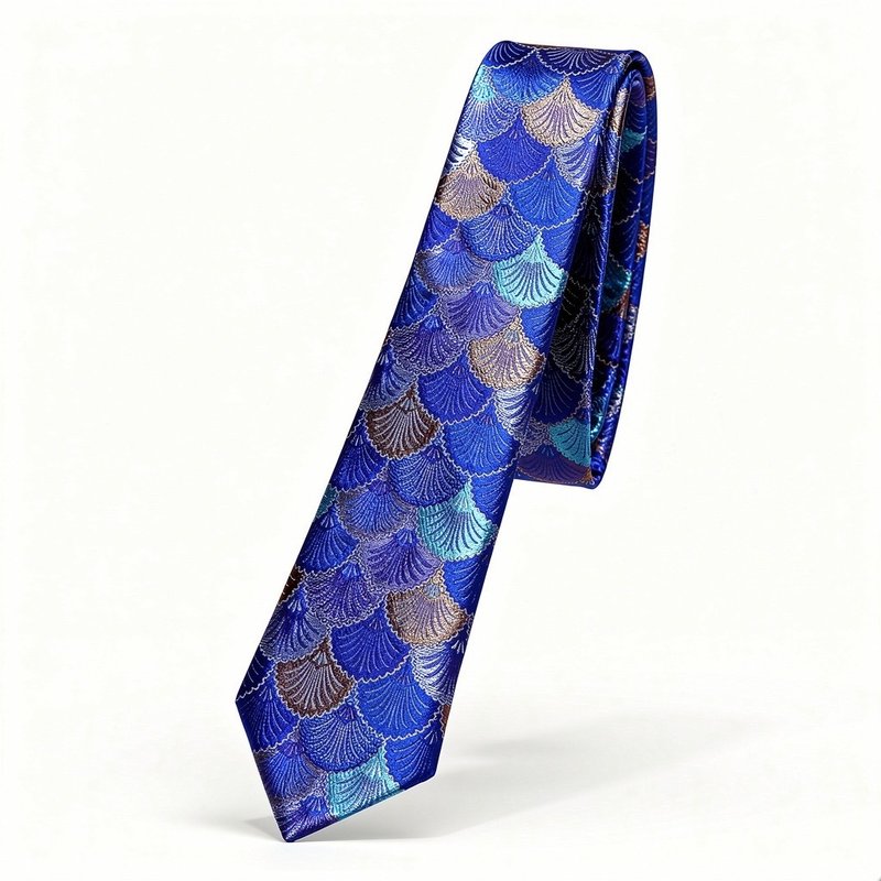 锦浪苍鳞 中版 织锦缎领带 中性 婚礼宴会领带 皮带 丝巾 围脖 - 领带/领带夹 - 丝．绢 蓝色