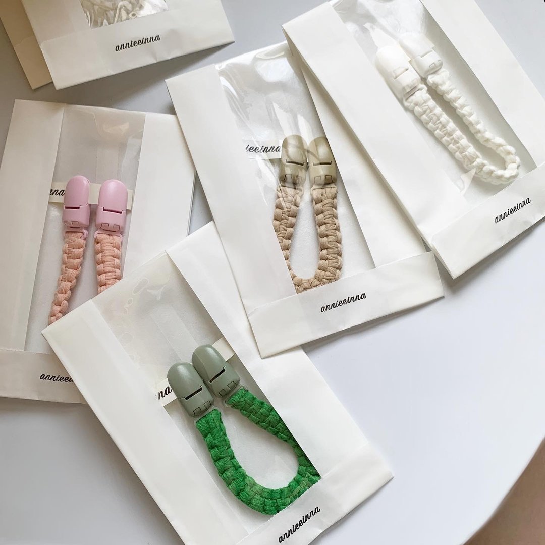 Macrame 棉布 手工 编织 宝宝 口水巾夹 两侧 环保夹 - 婴儿饰品 - 棉 多色