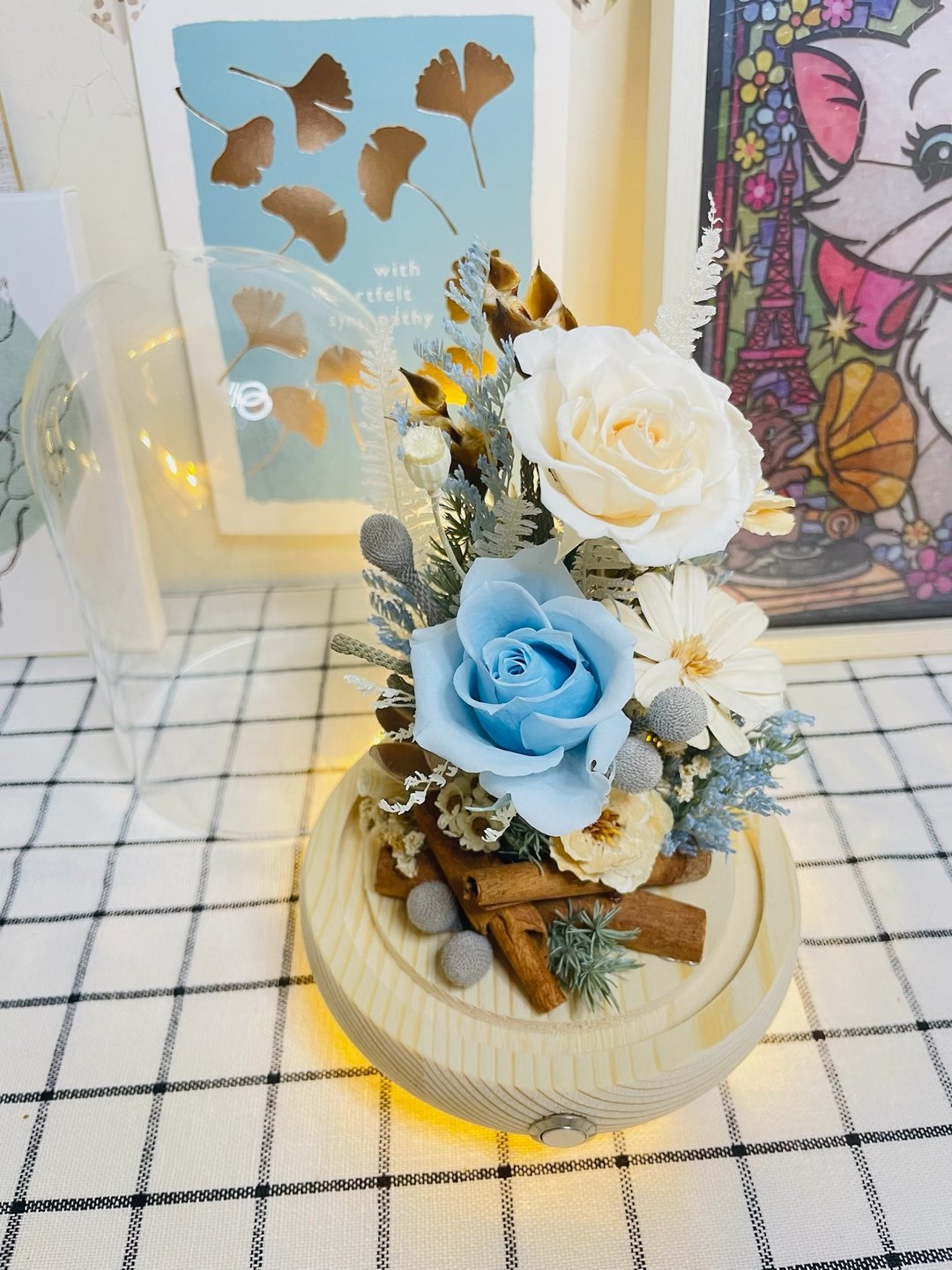 【设计款】永生花玻璃盅/专属设计/定制化色系风格/含线灯 - 干燥花/捧花 - 植物．花 多色