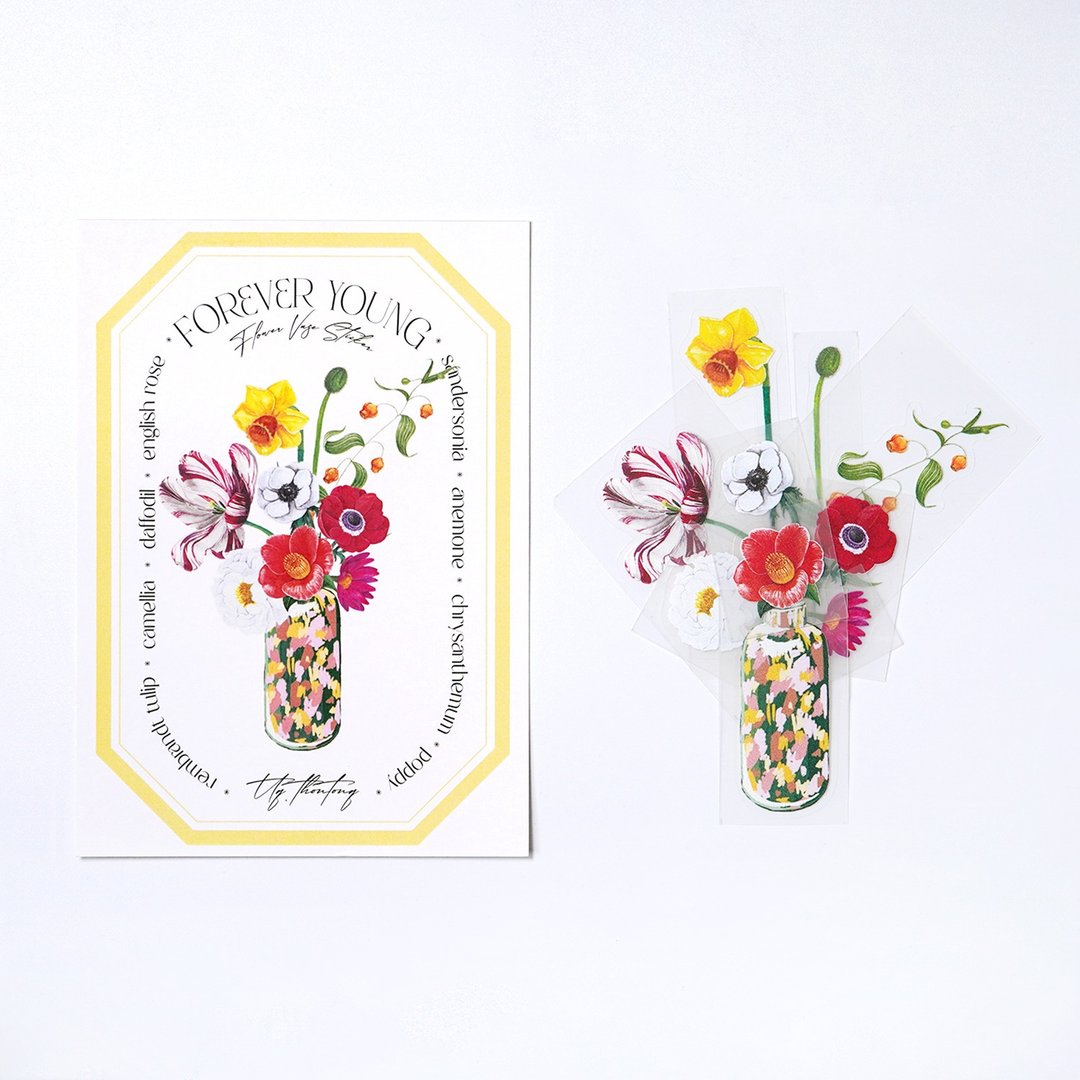 花瓶贴纸套组：Forever Young - 贴纸 - 塑料 多色