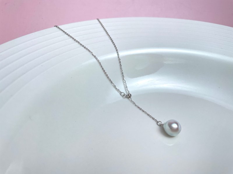 天然海水珍珠 akoya 巴洛克 抽拉Y字链 - 项链 - 珍珠 白色