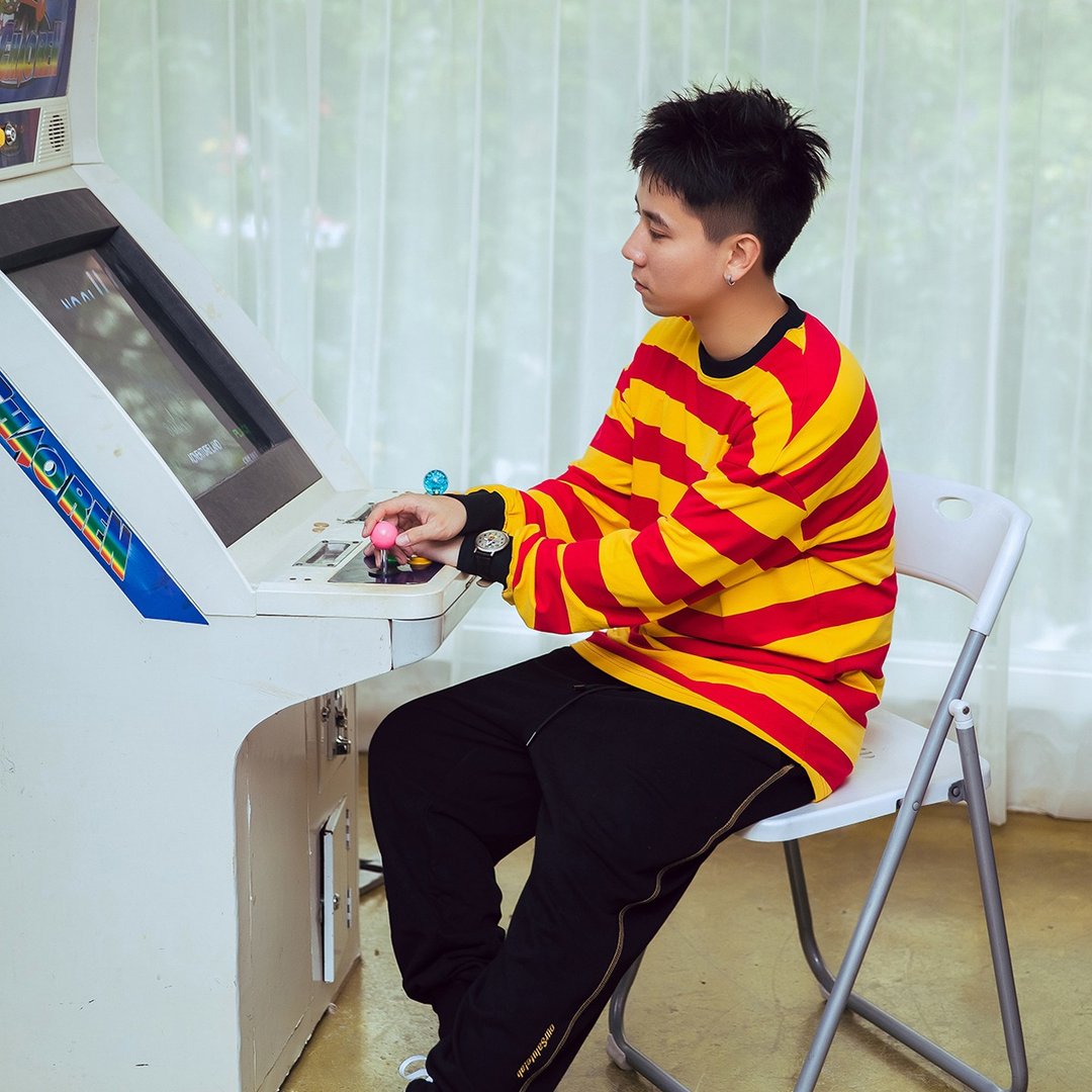 ourSalutelab YELLOW/RED STRIPE T-SHIRT/红黄复古条纹长袖T恤 - 男装上衣/T 恤 - 棉 多色