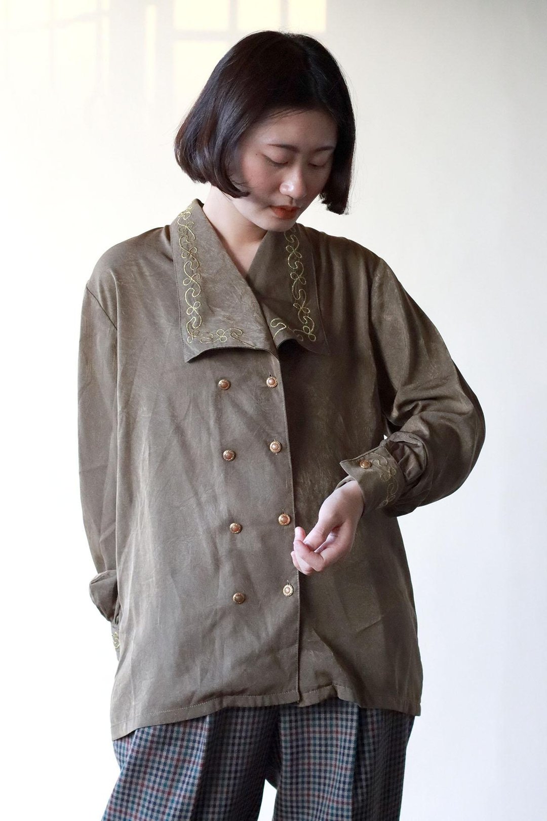 古典墨绿精致双排扣 - 女装上衣 - 其他材质 