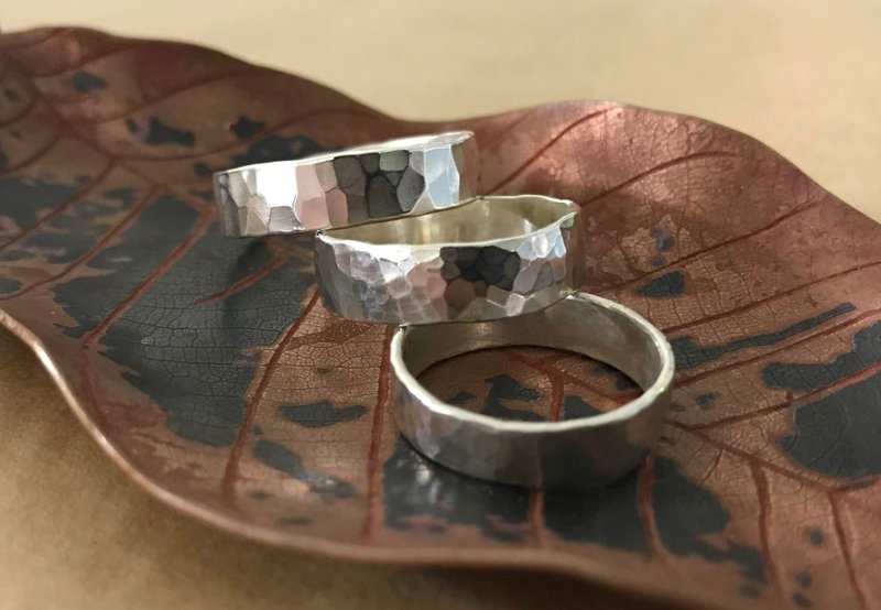 订制999纯银手工锤目戒 - 戒指 - 纯银 