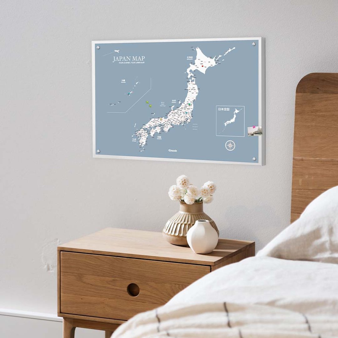 日本地图 - 订制磁吸系列海报 - 月白灰 (生日定制化礼物)-单独海报 - 海报/装饰画/版画 - 纸 蓝色