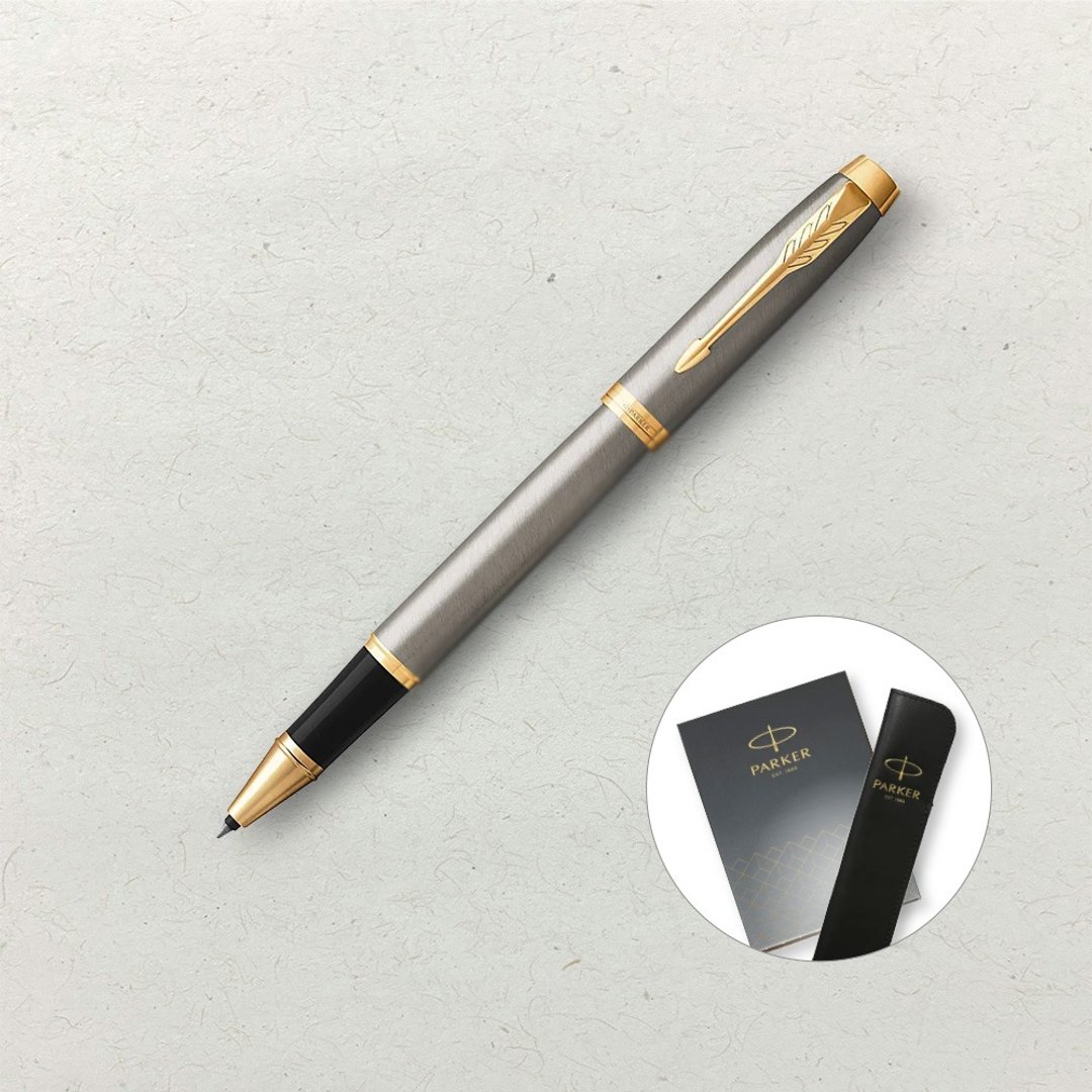 【PARKER】IM 钢杆金夹钢珠笔 真皮笔套礼盒 定制化刻字 (原厂正货 - 钢珠笔 - 其他材质 灰色