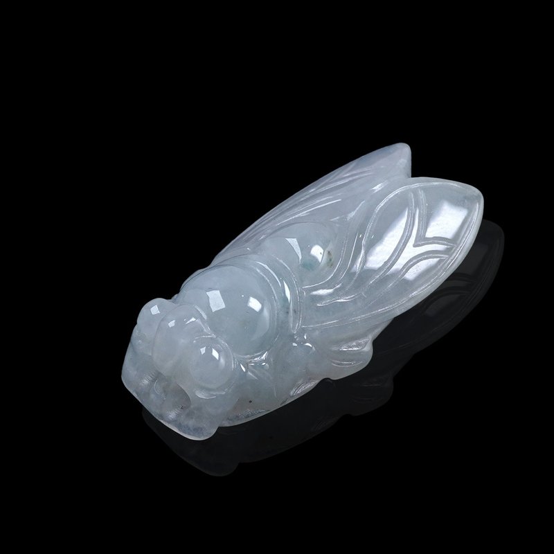 【一鸣惊人】冰种翡翠玉蝉项链 | 天然缅甸玉翡翠A货 | 送礼 - 项链 - 玉石 白色