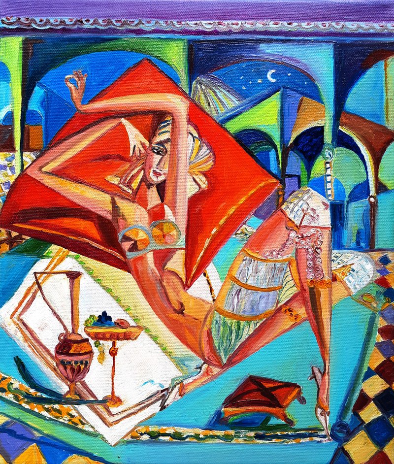 Woman  Painting Original Art 油畫 Oil Painting Oil On Canvas Wall Decor - 墙贴/壁贴 - 其他材质 红色