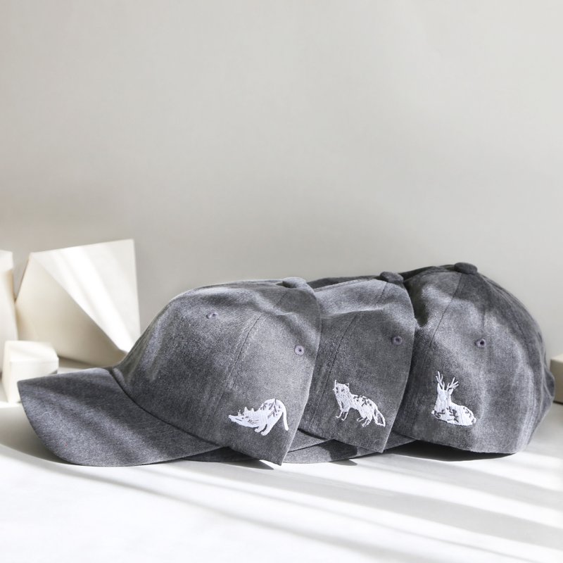 几何森林 | 鹿 | 弯檐老帽 - 帽子 - 棉．麻 银色