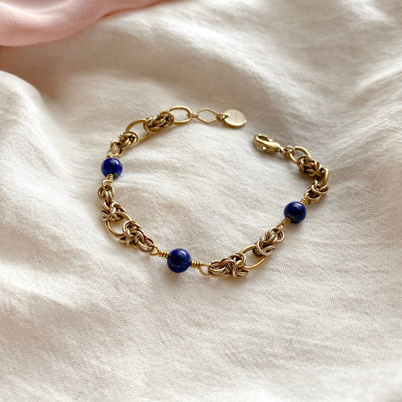 海上漫漫- 青金石 黄铜手环 - 手链/手环 - 宝石 多色
