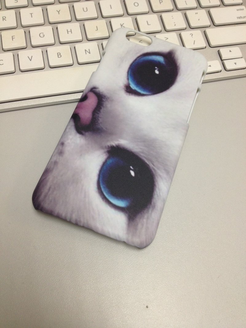 白猫蓝眼睛 iPhone 手机壳, Samsung Galaxy 手机套 Samsung Galaxy Note 电话壳 - 手机壳/手机套 - 塑料 白色