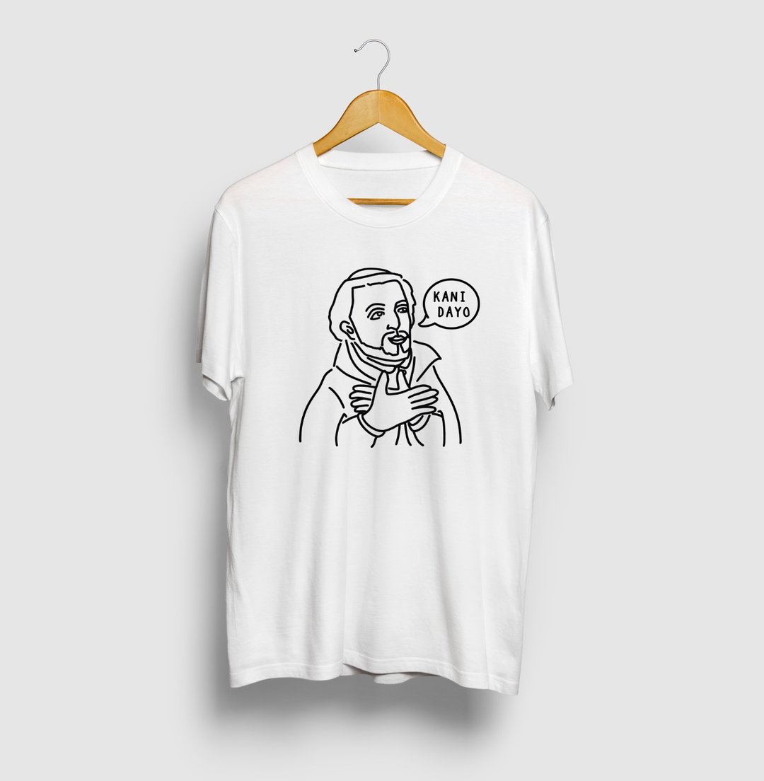 Xavier Illustration T-shirt Crab with letters Great man parody - 男装上衣/T 恤 - 棉 白色
