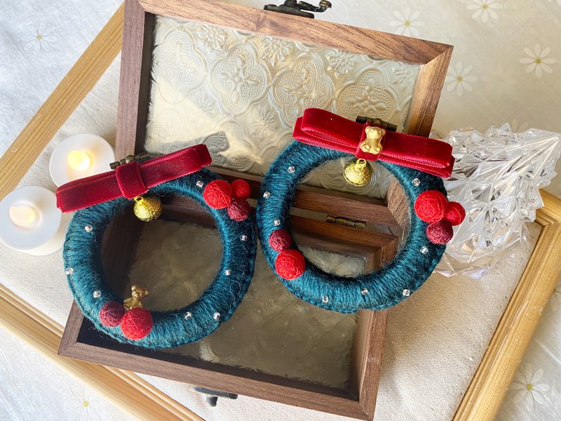 手工制手鞠圣诞圈 - 吊饰 - 其他材质 绿色