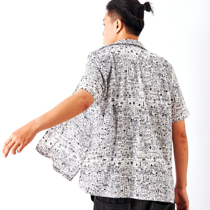 花衬衫_大武花夜市 - 男装衬衫 - 棉．麻 白色