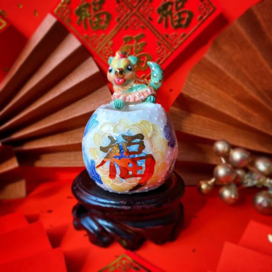 【手捏聚宝盆】福禄双全鎏金舞狮聚宝盆|手作陶艺|招财|年节送礼| - 摆饰 - 瓷 绿色