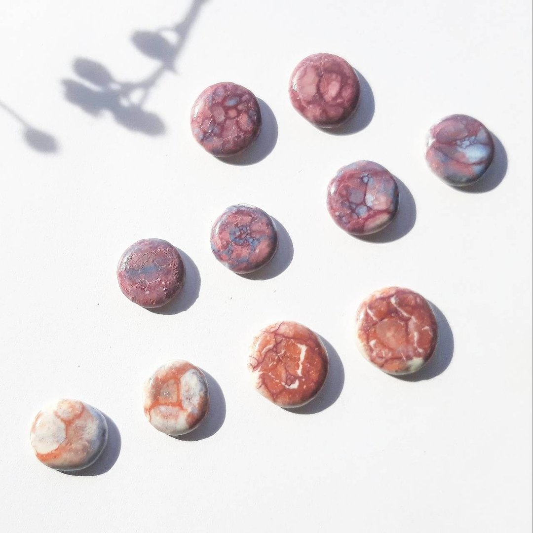 Ceramics earring (warm color) - 耳环/耳夹 - 陶 紫色