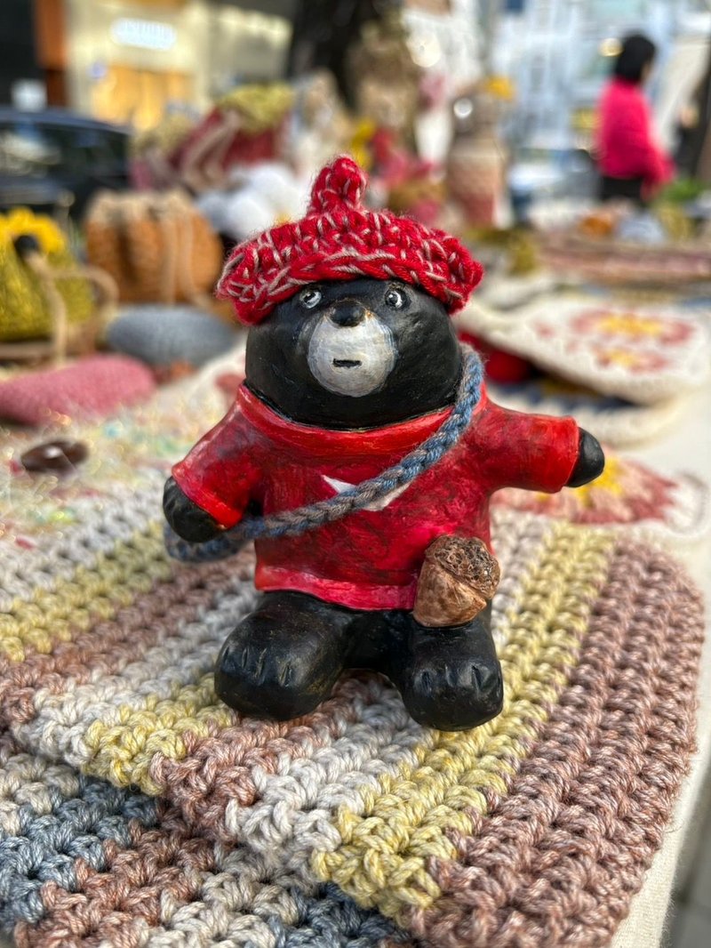 出游台湾黑熊礼物/定制化/居家办公室/手工捏塑非模型 - 摆饰 - 粘土 