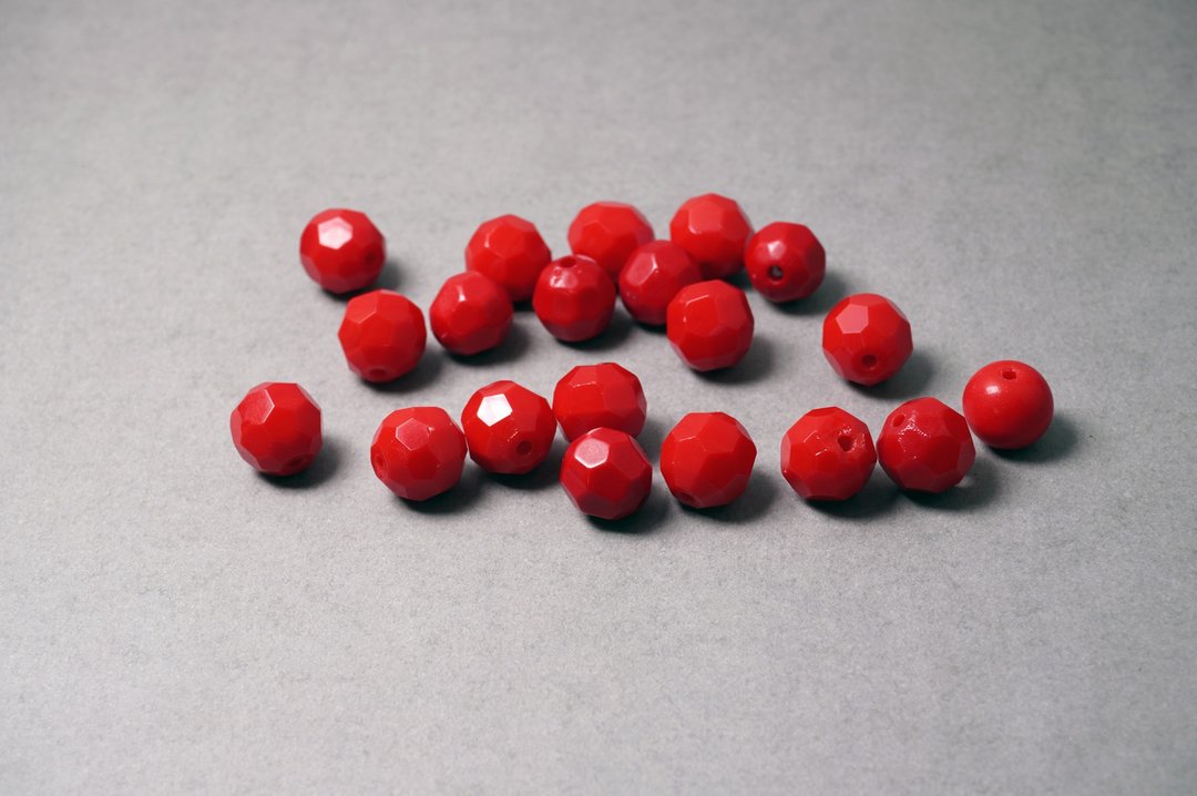 老意大利切面红 Murano 琉璃散珠– LB-25 - 其他 - 玻璃 红色