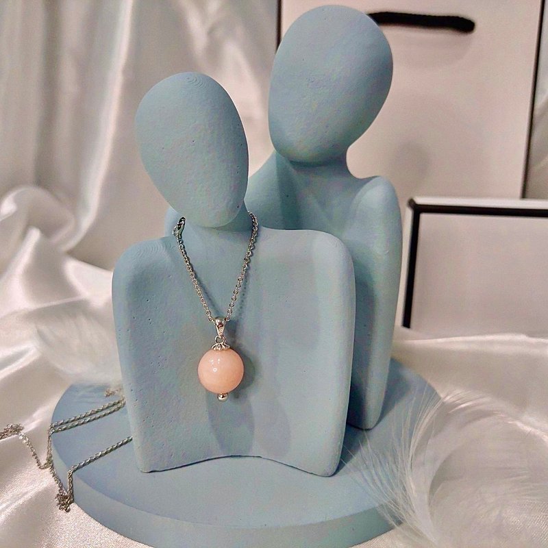 天然粉红蛋白石项链 - 项链 - 宝石 粉红色