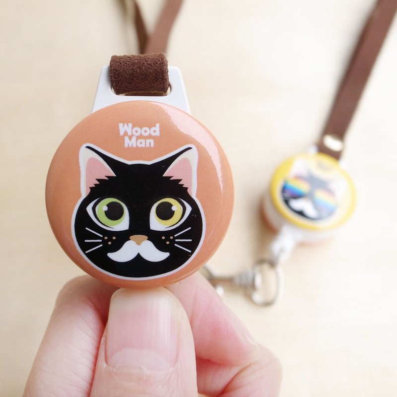 晒黑的猫,戴式伸缩票卡夹(双面图案) - 证件套/卡套 - 塑料 黑色