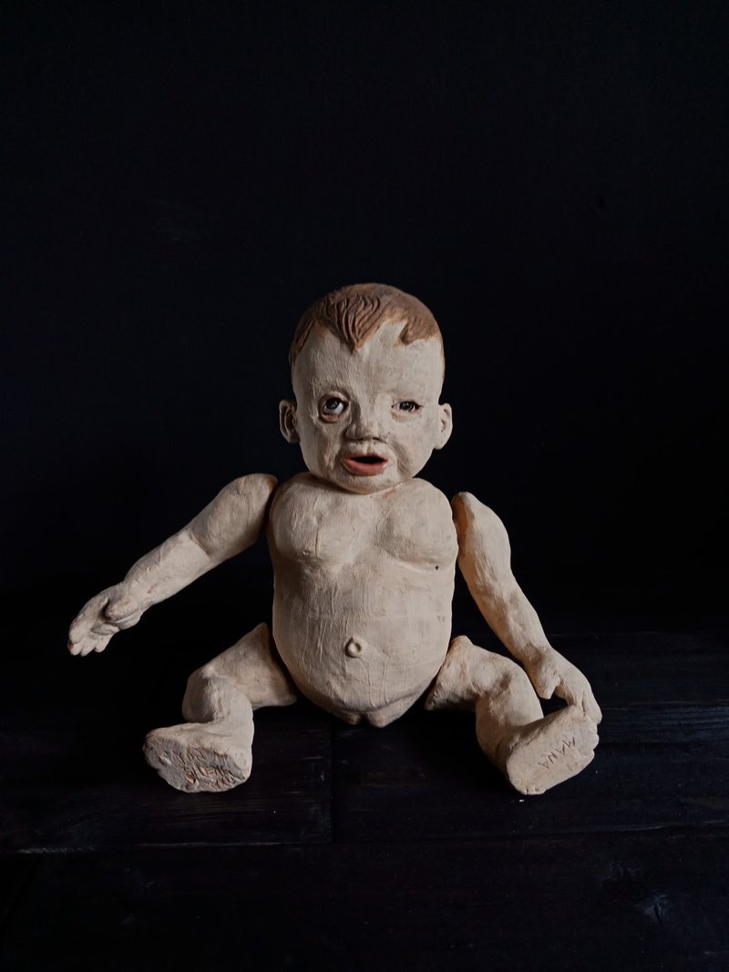 吉妮 (高约25cm 陶瓷公仔 关节陶偶 设计师玩具) - 玩偶/公仔 - 陶 