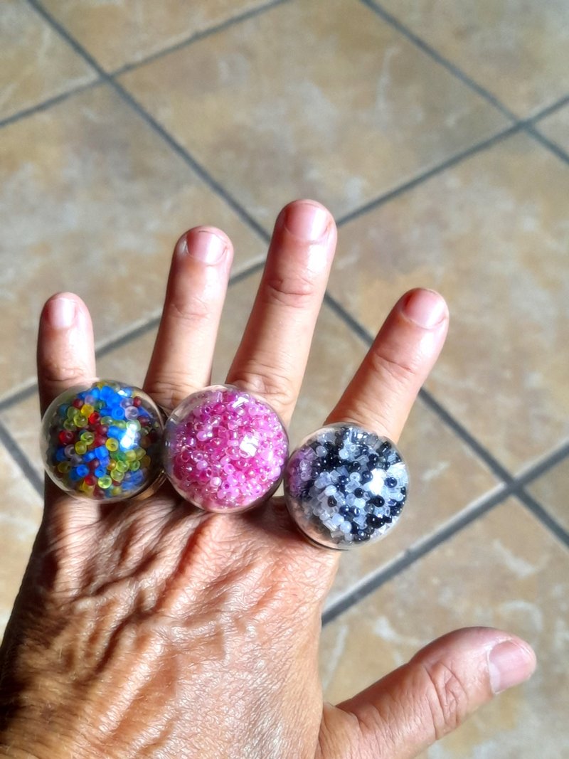 气泡环 - 戒指 - 玻璃 多色