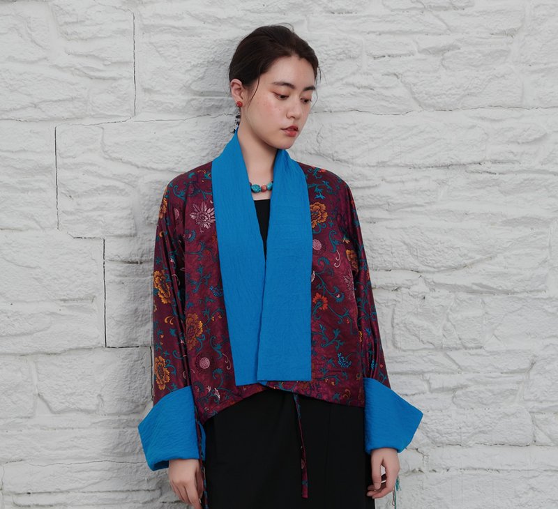 【扎达】新中式复古藏风/华美外套 - 女装上衣 - 其他材质 蓝色