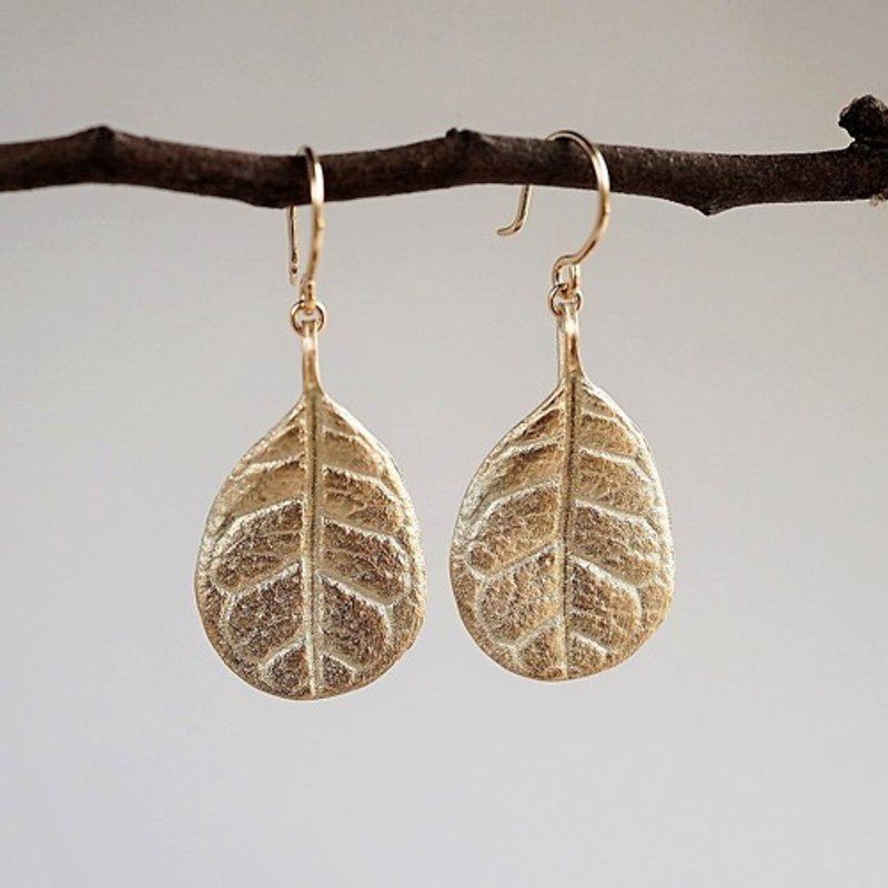 Feijoa leaf earrings (Medium) [EP051K10] - 耳环/耳夹 - 其他金属 