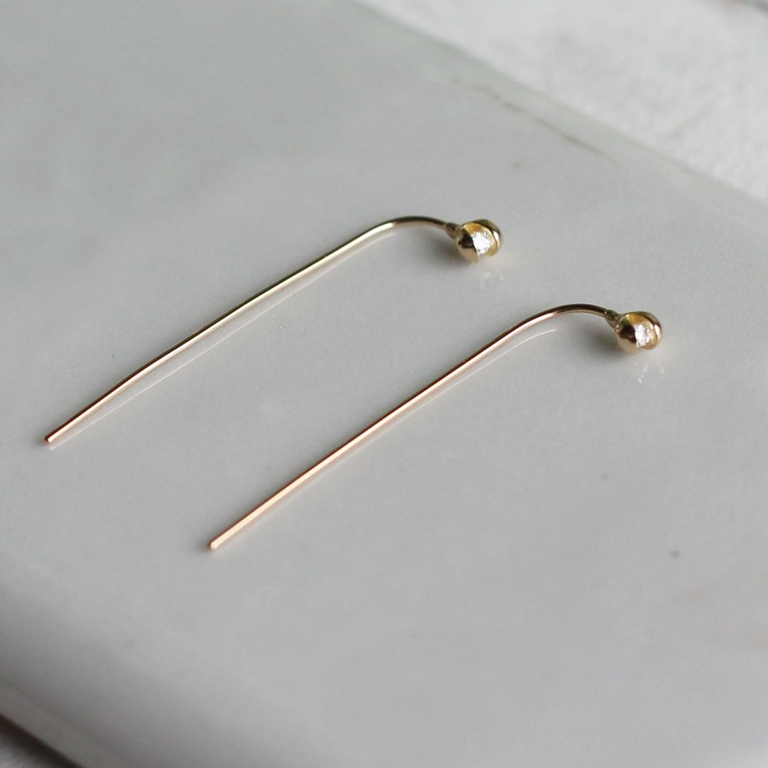 -18K 金- 小种子 耳针 耳环 /Tiny seed earrings/ - 耳环/耳夹 - 贵金属 金色