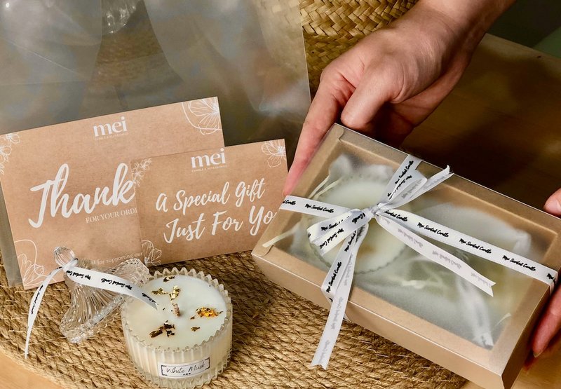 Mei Candle欧式浮雕香氛蜡烛礼盒  60g天然大豆蜡 - 蜡烛/烛台 - 蜡 白色