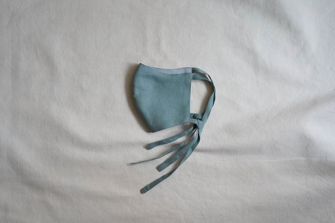 unisex mask | 双色绑带口罩 | 湖 水 x 天 水 - 口罩 - 棉 绿色