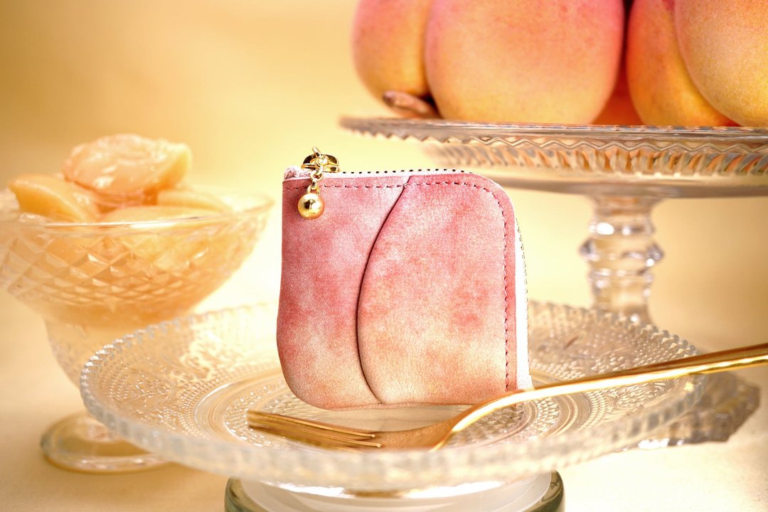 Miniature dessert coin purse Peach accessory pouch pill case Cowhide peach coin purse, accessory case - 零钱包 - 真皮 粉红色