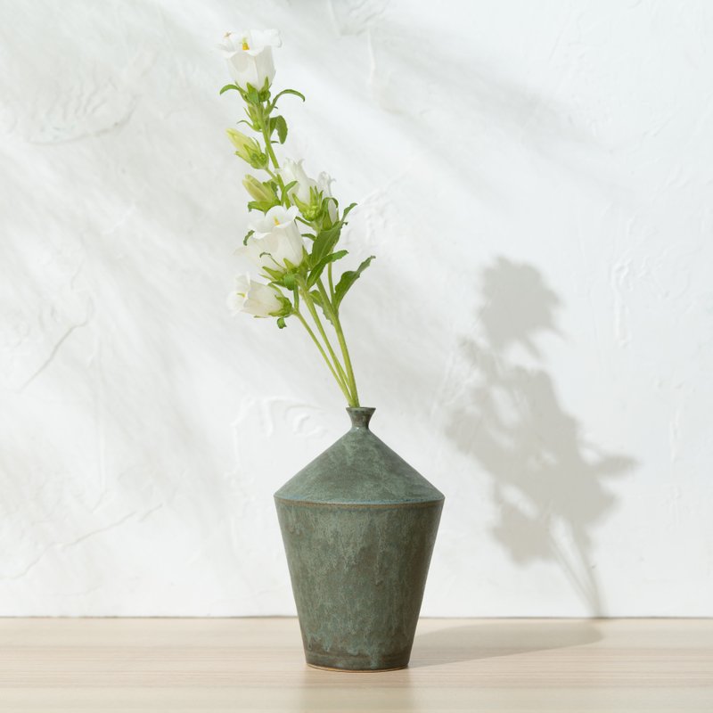 手造花器－细口日式花瓶 - 花瓶/陶器 - 陶 蓝色
