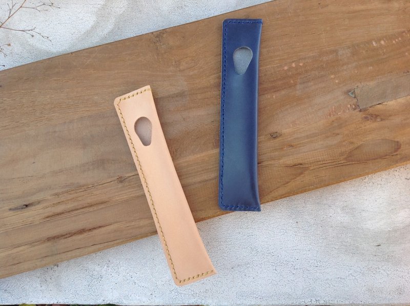 钢笔套,笔插,铅笔盒,笔袋 单支手缝,真皮【届时皮革】原皮,蓝色 - 铅笔盒/笔袋 - 真皮 蓝色