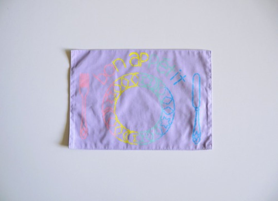 Place mat New color Rainbow purple "bon appetit" Admission Goods / Lessons Free to enter your name - 其他 - 棉 