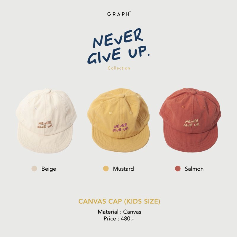 GRAPH | 儿童棒球帽 KIDS CAP NEVER GIVE UP - 帽子 - 棉．麻 多色