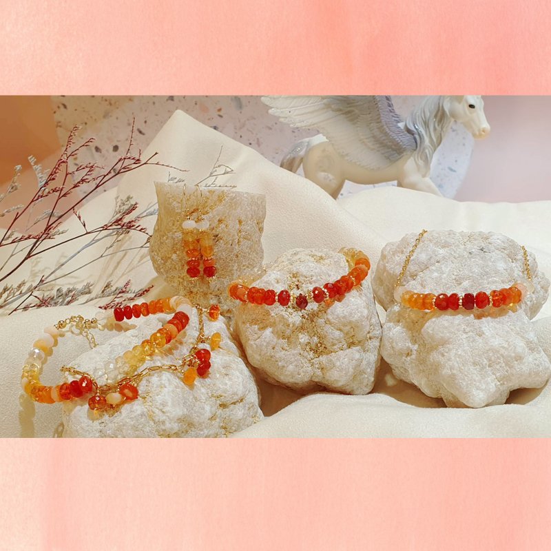 非洲天然火蛋白 设计款饰品 澳宝 欧泊 Fire Opal - 项链 - 水晶 红色