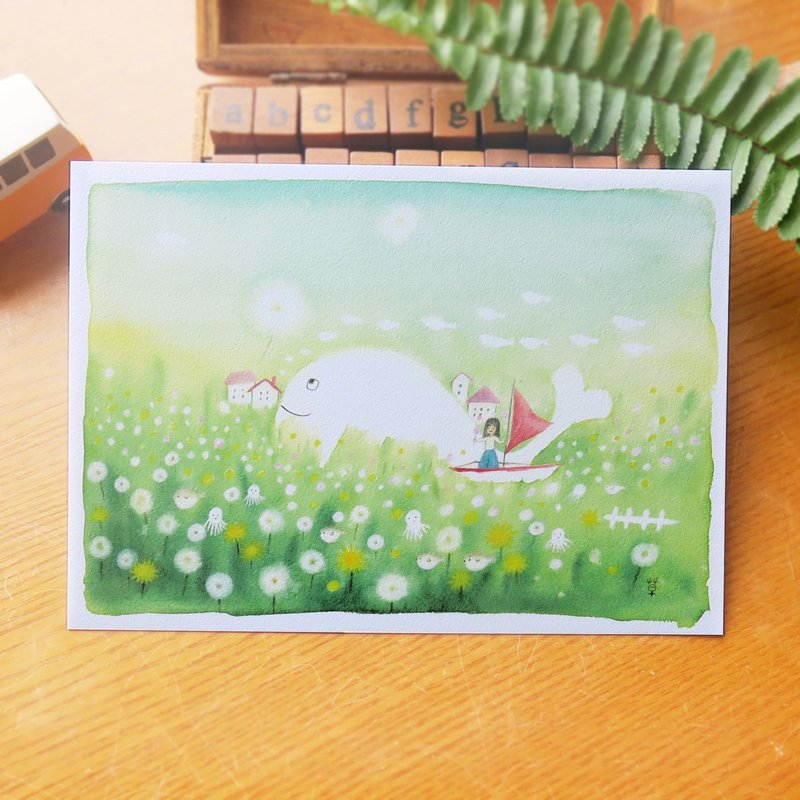 蒲公英海 明信片 - 卡片/明信片 - 纸 绿色