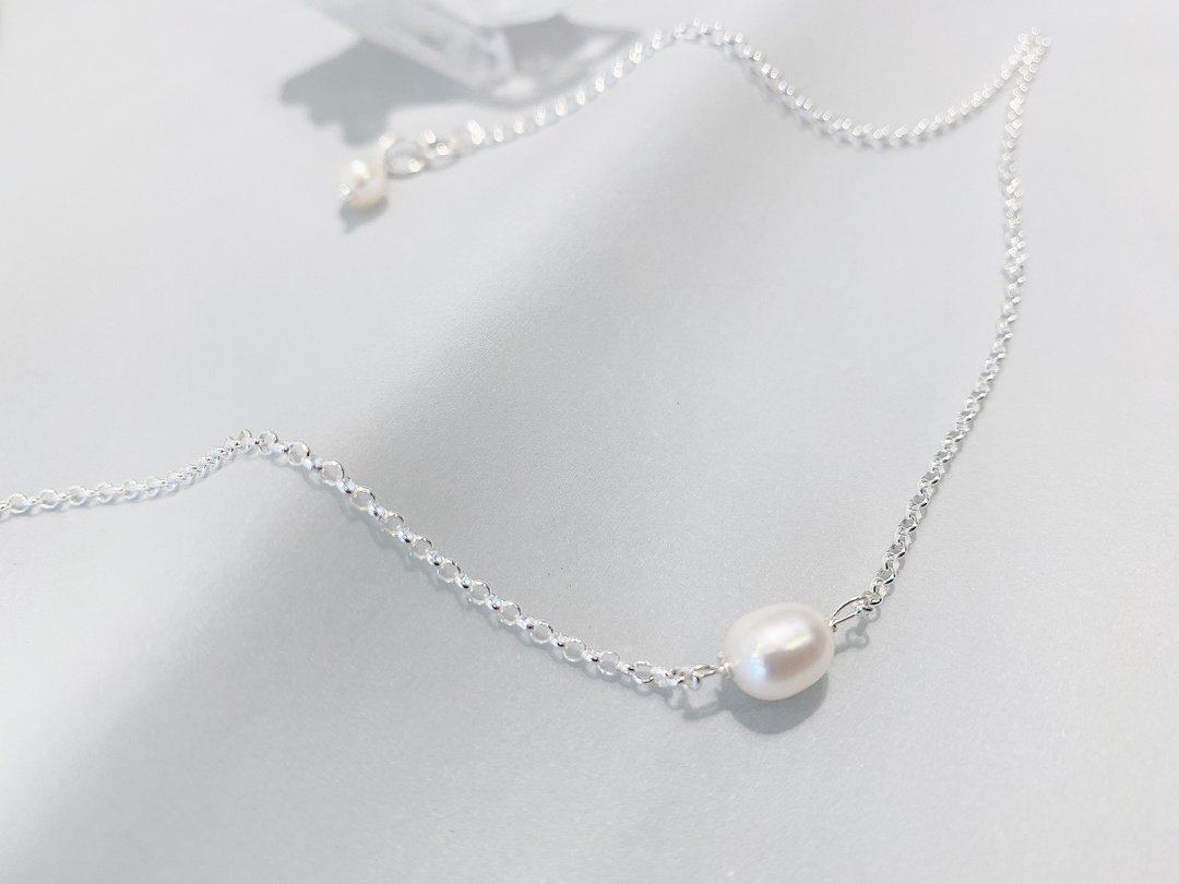 Ops Pearls silver necklace - 珍珠/极简/纯银/限定/礼物/项链 - 项链 - 珍珠 白色