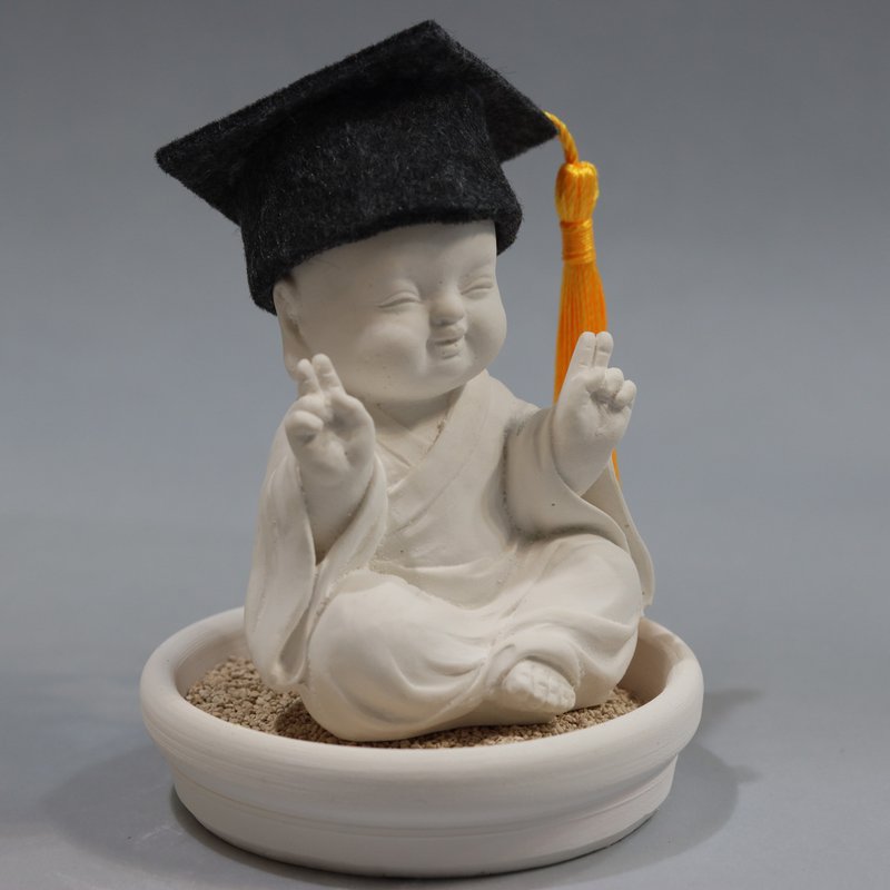 毕业季礼赠 吉祥小佛之一笑  小盘扩香套组 居家香氛 圭藻扩 - 香薰/精油/线香 - 其他材质 白色