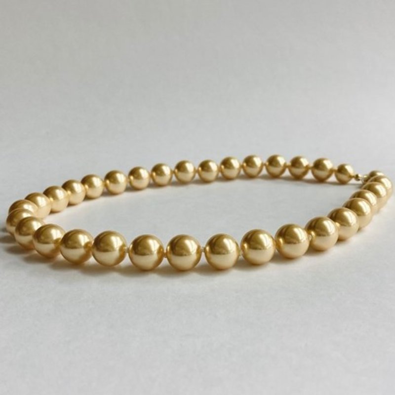 树脂珍珠全结项链 / 12mm 约 44cm / 金色 / made in japan - 项链 - 塑料 金色