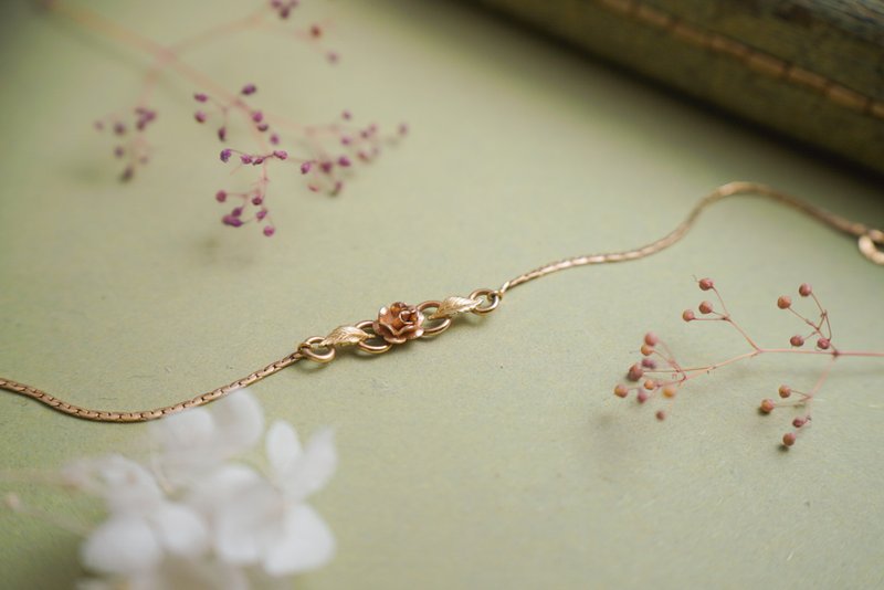 1960年代美国古董Krementz双色玫瑰手链 - 手链/手环 - 其他金属 粉红色