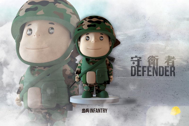 【香港设计】 Defender 守卫者 - 步兵 Infantry - 玩偶/公仔 - 塑料 多色