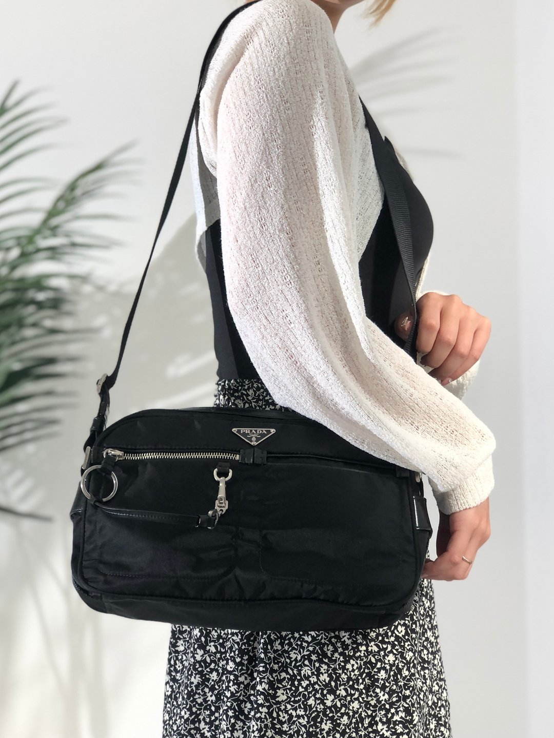 【 日本直送 名牌中古包 】PRADA 普拉达 经典三角Logo 尼龙斜背包 黑色 vintage 古着 tfuabp - 侧背包/斜挎包 - 尼龙 黑色