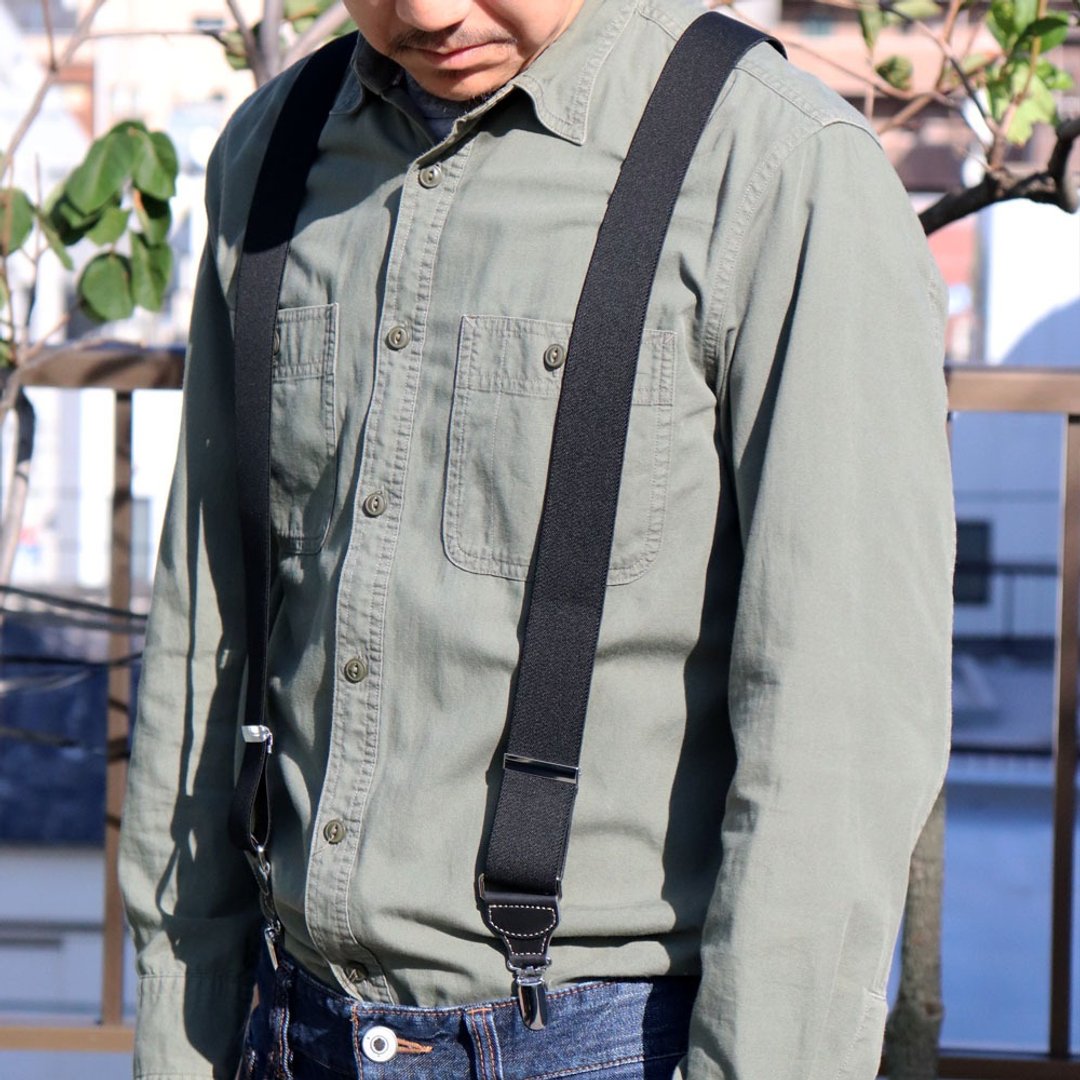 Suspender tochigi leather 40mm width up to 185cm tall made in Japan NOMURA - 其他 - 橡胶 黑色