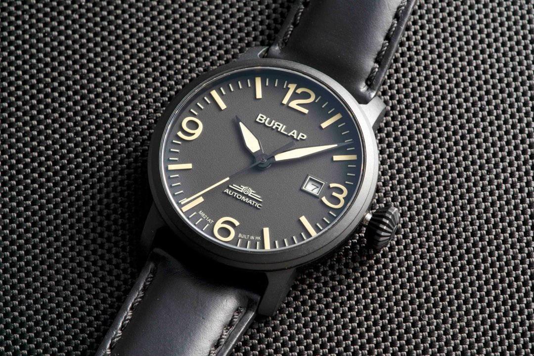 Burlap Watches 香港品牌 THE CLASSIC 经典三针款  全黑航空手表 - 对表/情侣表 - 不锈钢 黑色