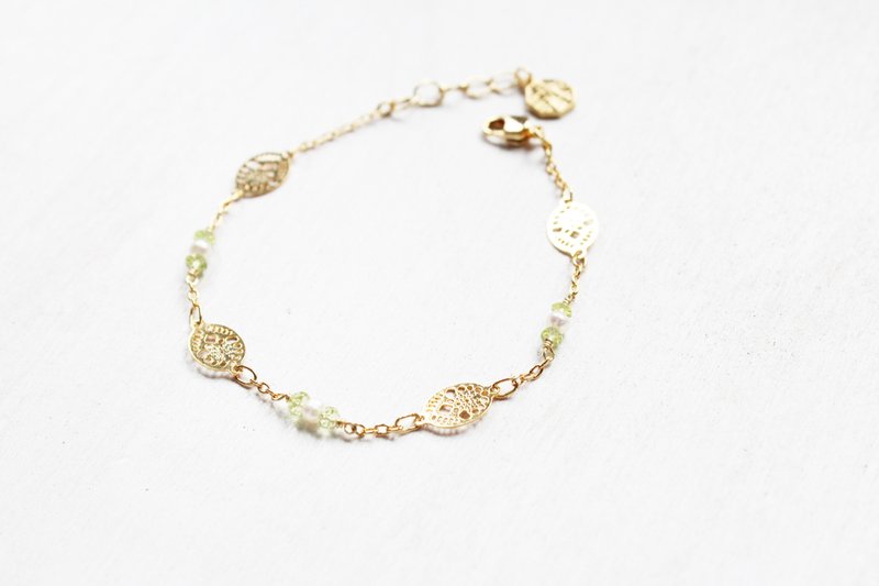 8月诞生石-Peridot橄榄石花叶盛宴系列手链 - 手链/手环 - 宝石 绿色
