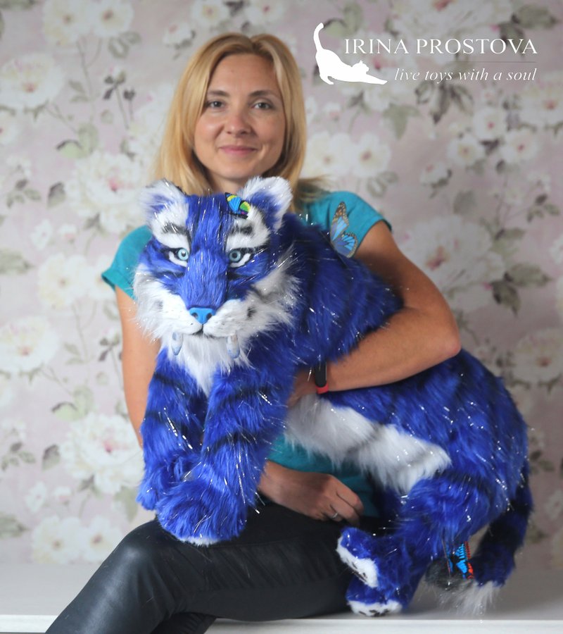 Saber tooth tiger, realistic toy - 玩偶/公仔 - 其他材质 蓝色